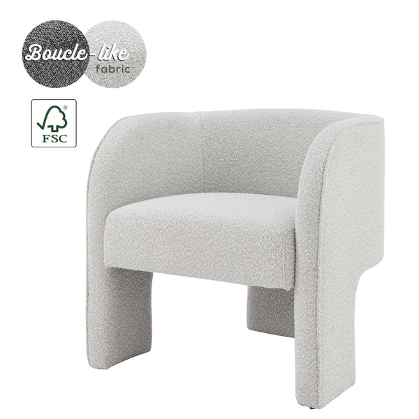 Matteo Fabric Accent Arm Chair In Boucle Beige