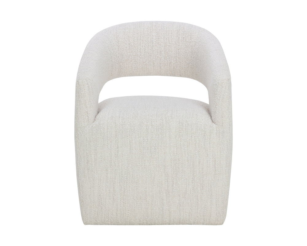 LLORET WHEELED DINING ARMCHAIR - MERINO PEARL