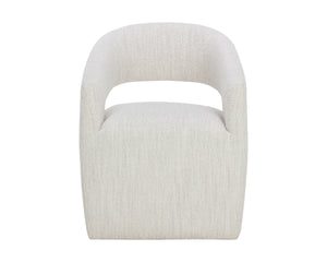 LLORET WHEELED DINING ARMCHAIR - MERINO PEARL