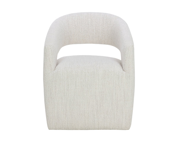 LLORET WHEELED DINING ARMCHAIR - MERINO PEARL