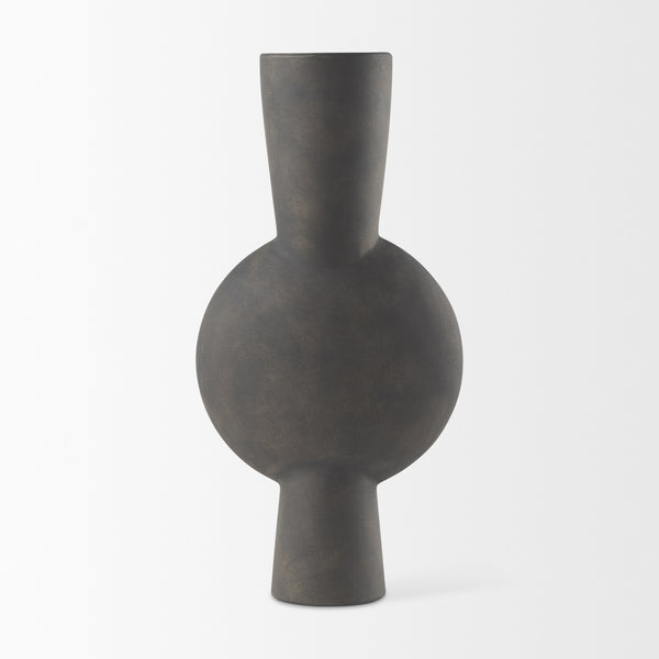 Kaz 8.3L x 3.9W x 16.7H Earthy Brown Ceramic Vase