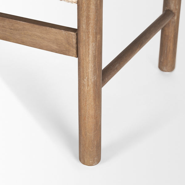 Tadi Rectangular Dark Brown Wood w/ Rug Seat Bench