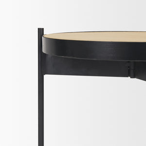 Wade Travertine Marble w/ Matte Black Metal End Tables