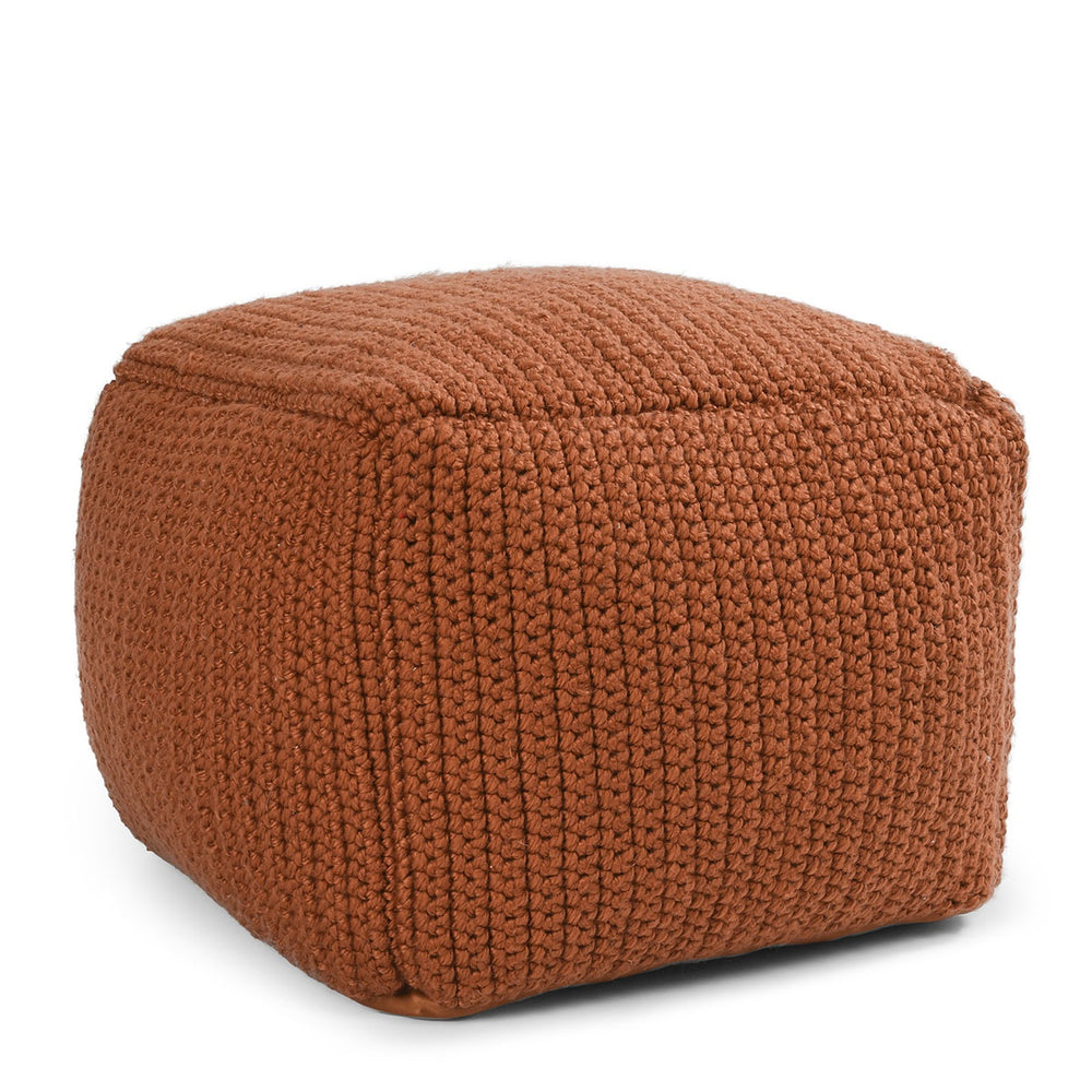 Performance Prism Pouf with Handwoven Knit - Terracotta
