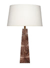 Palm Marquetry Table Lamp with Linen Shade