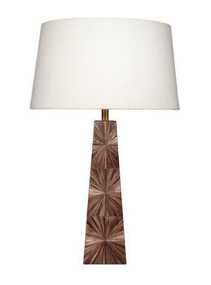 Palm Marquetry Table Lamp with Linen Shade