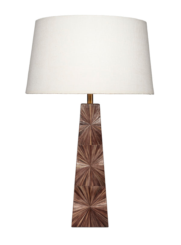 Palm Marquetry Table Lamp with Linen Shade