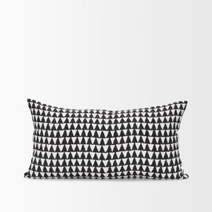 Jolie Cream w/ Black Print Linen Lumbar Decorative Pillow Cover