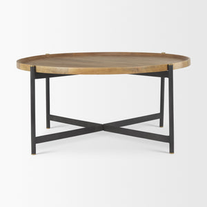 Marquisa Medium Brown Wood W/Black Metal Large Coffee Table
