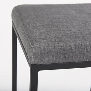 Frodo 16.5L x 16.5W x 29.75H Gray Fabric Seat W/Black Iron Frame Bar Stool