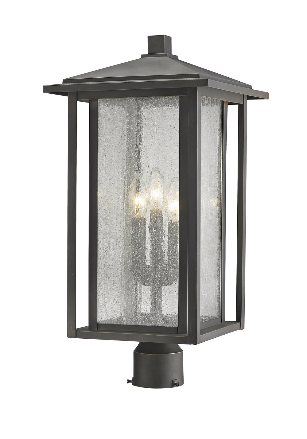 Aspen 3 Light Outdoor Post Mount Fixture in Oil Rubbed Bronze Finish