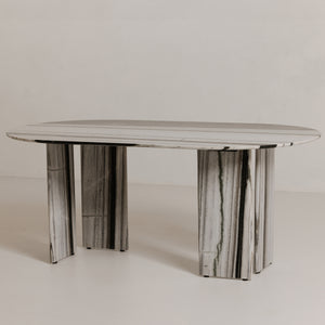 Celia Oval Dining Table in Panda Marble