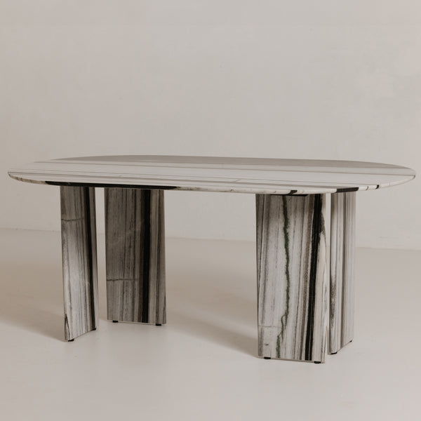 Celia Oval Dining Table in Panda Marble