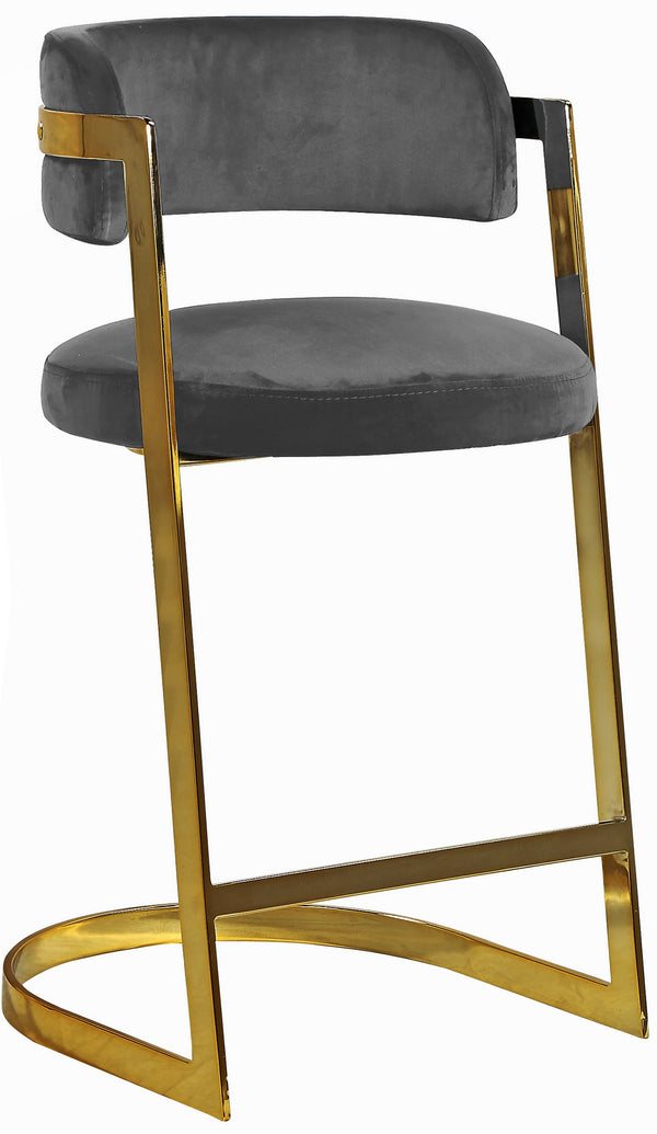 Evelyn Stool In Grey Velvet