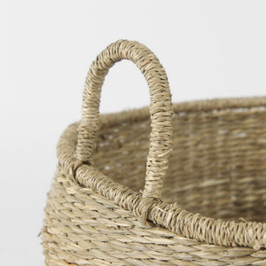 Bradley 18.1L x 18.1W x 16.0H (Set of 2) Light Brown W/Striped Seagrass Basket W/ Handles