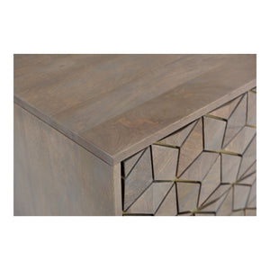 Moe's Corolla Nightstand Light Grey Mango Wood