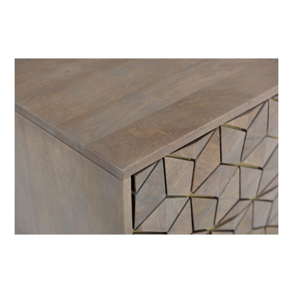 Moe's Corolla Nightstand Light Grey Mango Wood