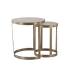 Michaelangelo White Marble Side Tables with Antique Gold Base, Set of 2