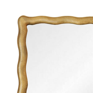 RECTANGULAR MIRROR WITH WAVEY TEXTURED FRAME IN BRASS