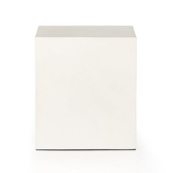 Parish Outdoor End Table In White Concrete