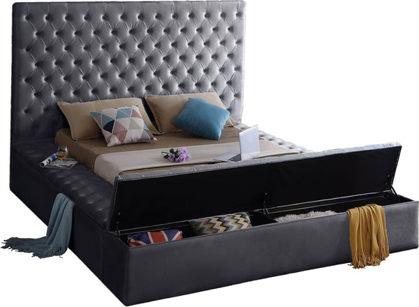 Randal Queen Bed In Grey Velvet