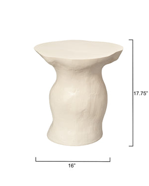 Sculpt Fiber Glass Side Indoor/Outdoor Table, Cream