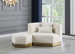 Dianna Ottoman In Cream Velvet