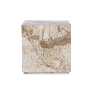 Modern Marble Plinth End Table in Desert Type