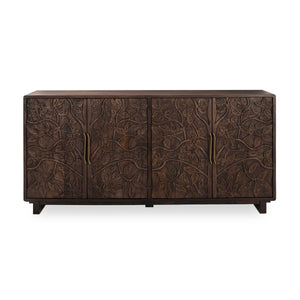 Albero Solid Wood 4-Drawer Buffet in Kona Brown