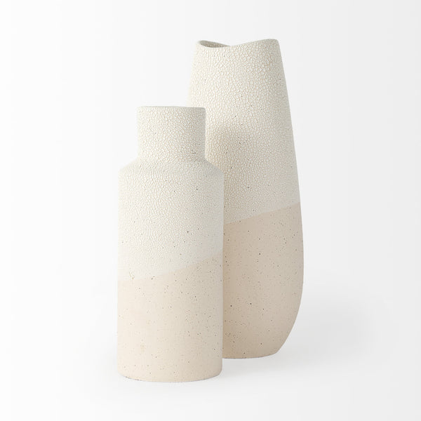 Salar 5.9L x 5.9W x 14.0H Cream Conical Crackled Ceramic Vase