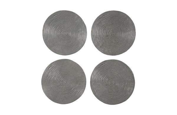Ripple Wall Disk, Set Of 4, Resin, Large, Polished Aluminum