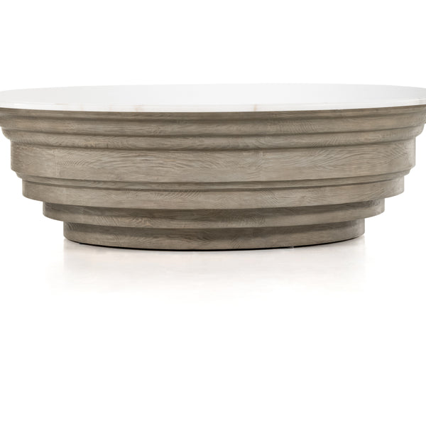Caldwell Stone Top Coffee Table In Wht Mbl