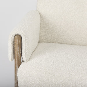 Ashton Cream Boucle Fabric w/ Brown Wood Accent Chair