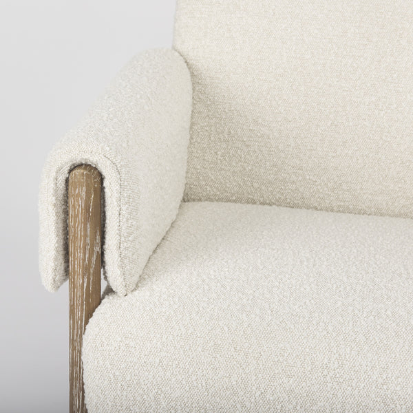 Ashton Cream Boucle Fabric w/ Brown Wood Accent Chair