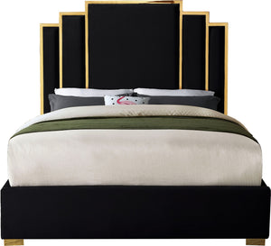 Geoffrey Queen Bed In Black Velvet