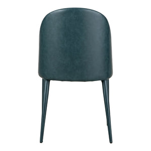 Moe's Burton Dining Chair Set of 2 in Dark Teal Vegan Leather