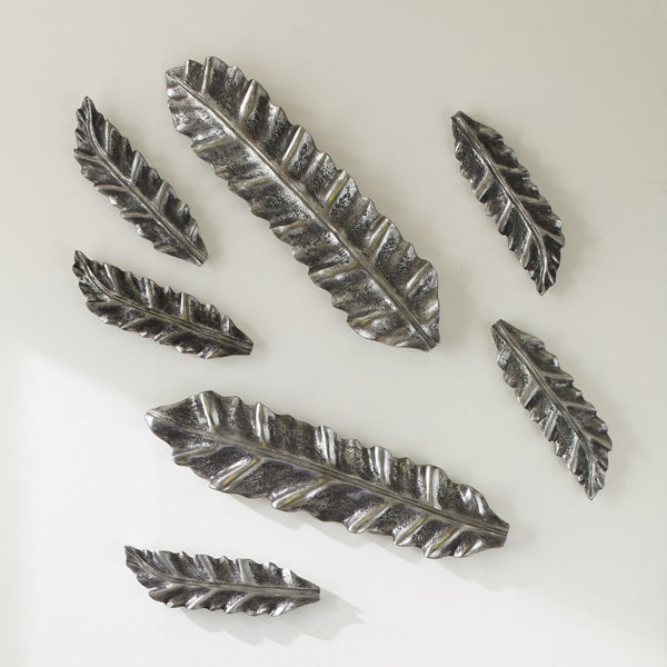 Petiole Wall Leaf, Silver, Small, Version B