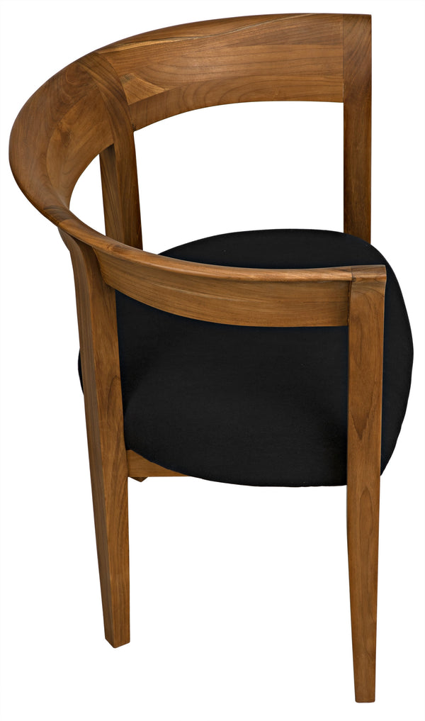 Webster Teak Club Chair with Satin Clear Coat and Black Cotton Cushion