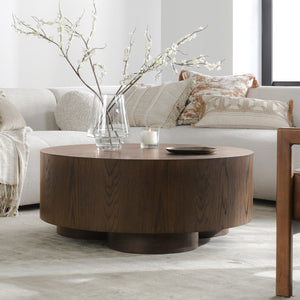 Runa Solid Wood Round Coffee Table - Oak Veneer