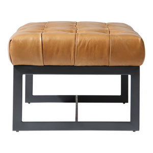 Moe's Wyatt Leather Bench Tan with Iron Frame
