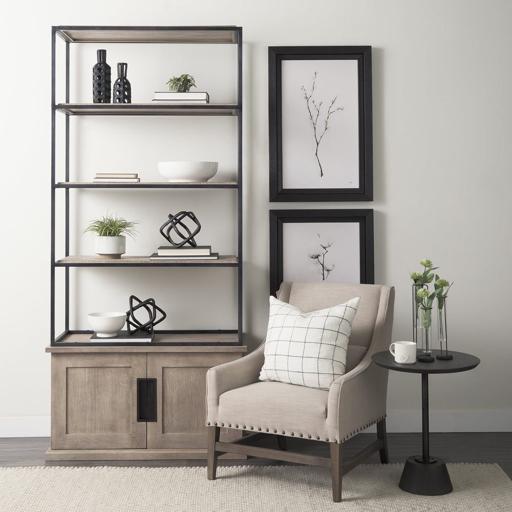 Braxton II Light Brown Wood and Iron Three Shelf Shelving Unit 41.5L x 18.5W x 9