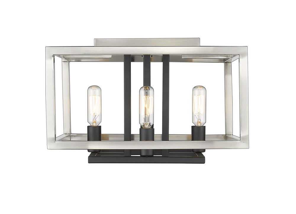 Quadra 4 Light Flush Mount in Brushed Nickel + Black Finish