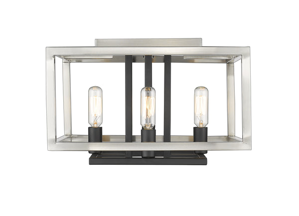 Quadra 4 Light Flush Mount in Brushed Nickel + Black Finish