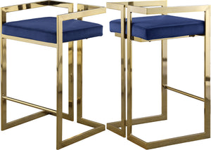 Winifred Stool In Navy Velvet and Gold