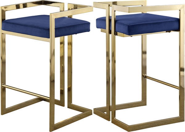 Winifred Stool In Navy Velvet and Gold