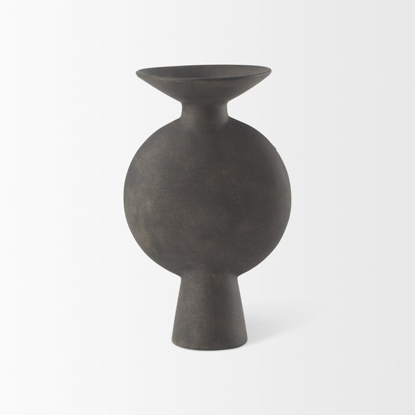 Kaz 6.7L x 5.5W x 11.2H Earthy Brown Ceramic Vase
