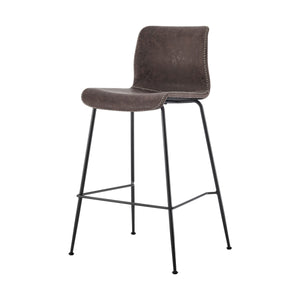 Jayden KD PU Low Back Counter Stool, Vintage Coffee Brown