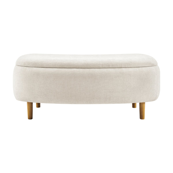 Leony Chenille Storage Bench, Seneca Beige 