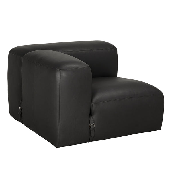 Augustus Modular Sofa, Left Corner, Santosa Matte Black Leather