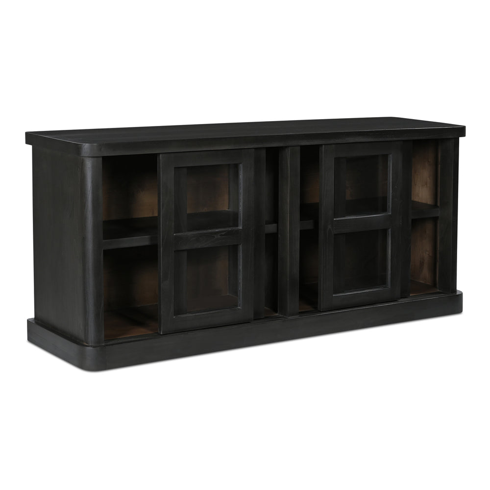 Mona Sideboard with Glass Doors in Black